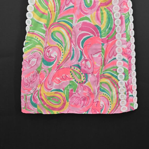 LILLY PULITZER Mila All Nighter Flamingo Dress Size 2 Crochet Lace Detail Shift‎ - Picture 11 of 13